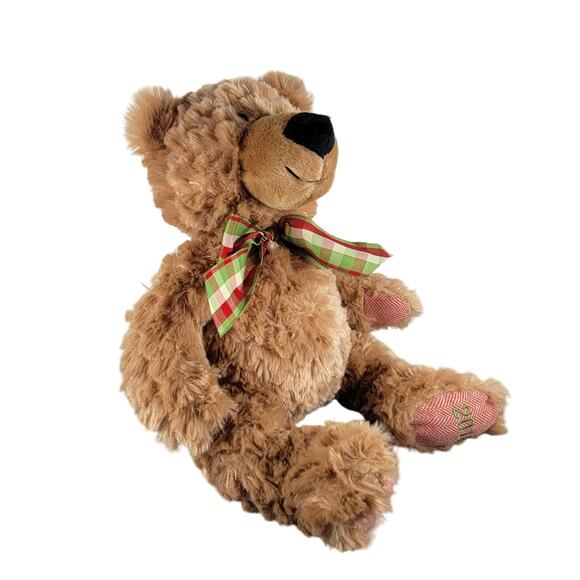 Pier 1 Imports Teddy Bear Plush 18" Beige 2018 Checkered Bow Stuffed Animal - Picture 3 of 16